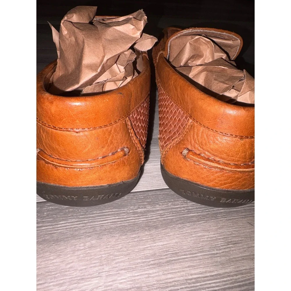Tommy Bahama Naples Driver Mens 10.5M Woven Leather Loafers Brown TFM00030-282